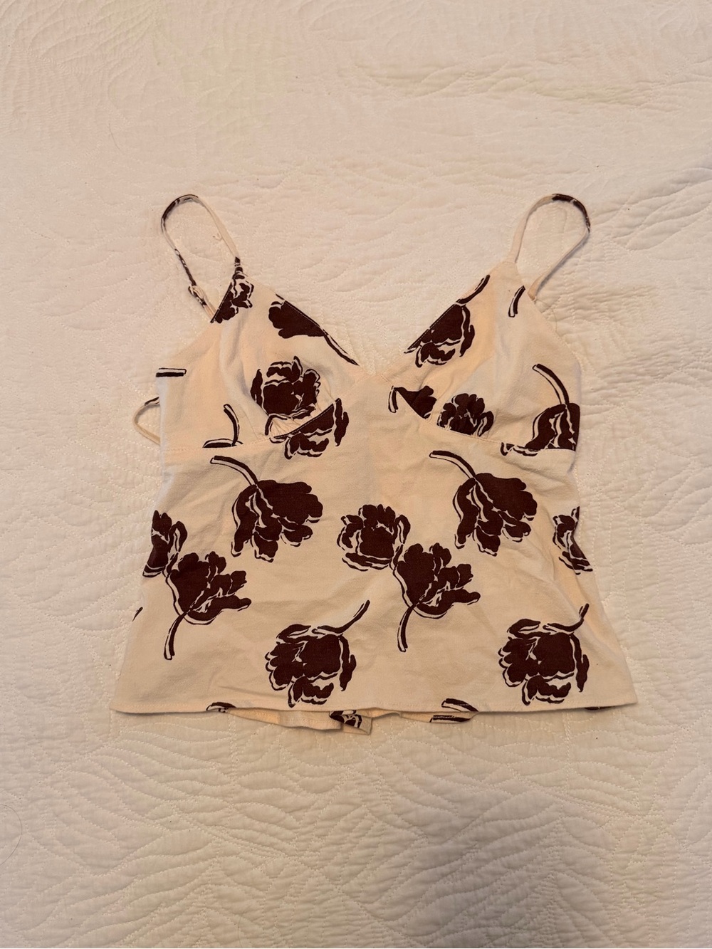 Free People Cream Floral Print Camisole Top